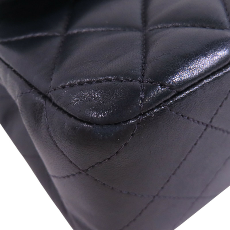 CHANEL 羊皮皮革Classic 25銀扣鏈帶肩背袋-10