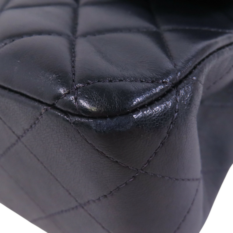 CHANEL 羊皮皮革Classic 25銀扣鏈帶肩背袋-11