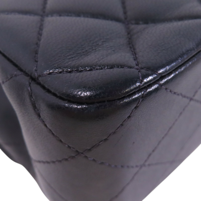 CHANEL 羊皮皮革Classic 25銀扣鏈帶肩背袋-12