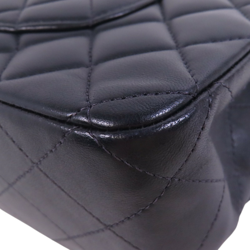 CHANEL 羊皮皮革Classic 25銀扣鏈帶肩背袋-13