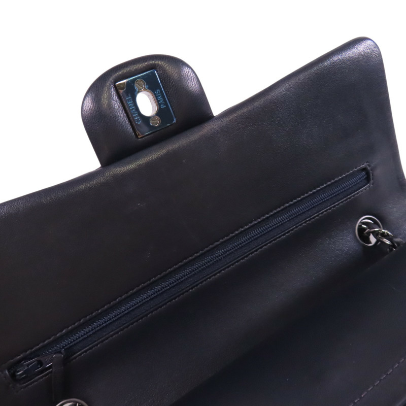 CHANEL 羊皮皮革Classic 25銀扣鏈帶肩背袋-15