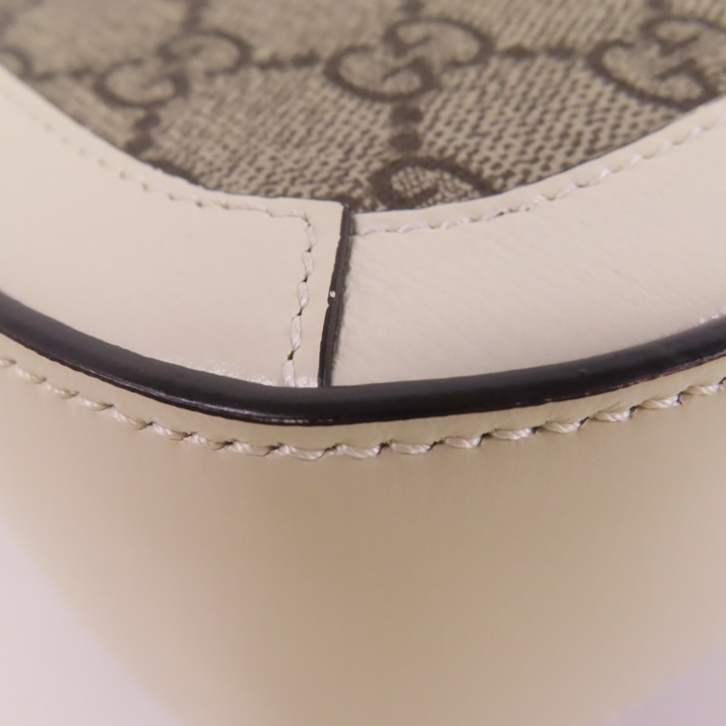 GUCCI 塗層帆布/牛皮皮革Horsebit 1955金扣肩背袋-11