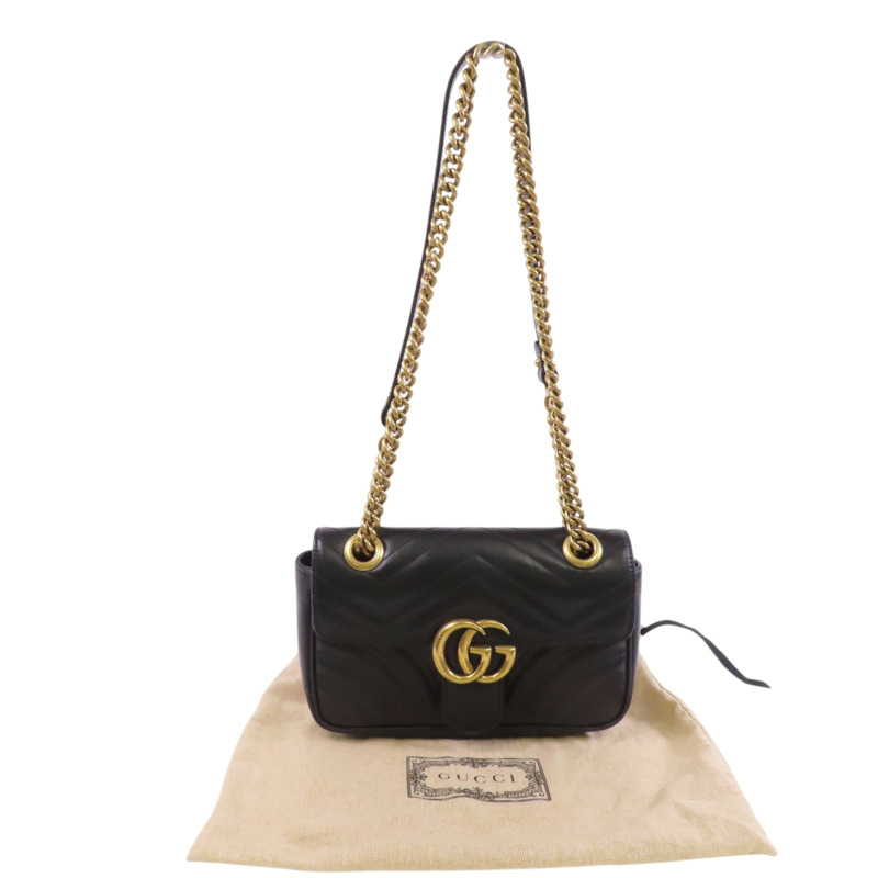 GUCCI 牛皮皮革GG Marmont金扣鏈帶肩背袋-9