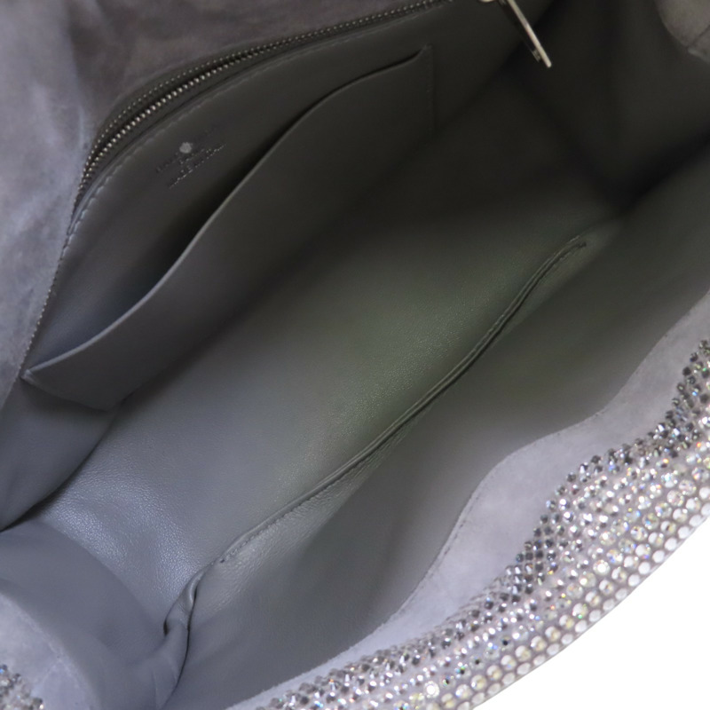 BALENCIAGA 水鑽Monaco Small Bag銀扣肩背袋-4