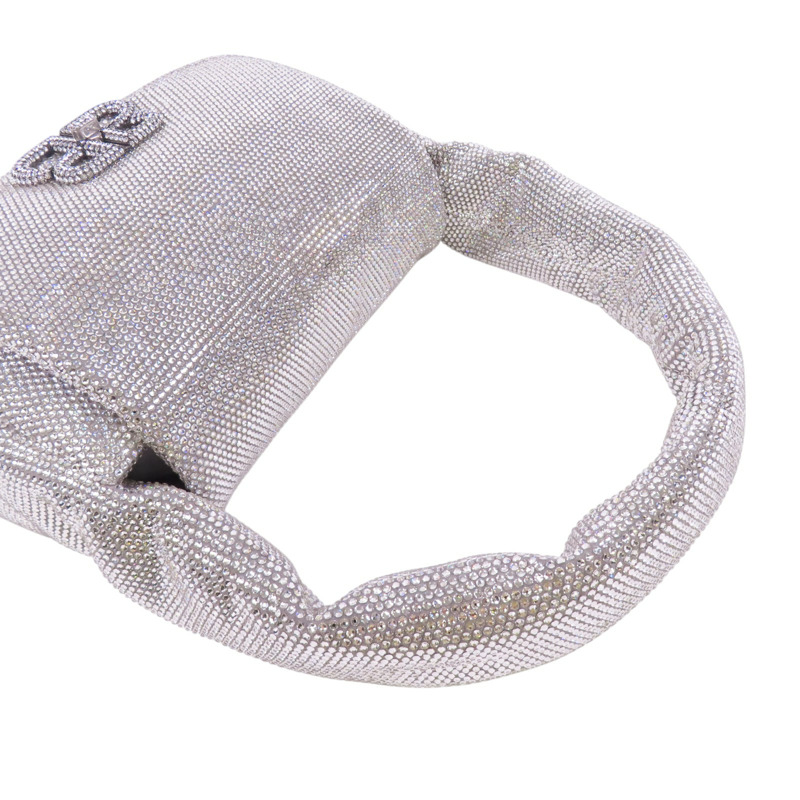 BALENCIAGA 水鑽Monaco Small Bag銀扣肩背袋-7