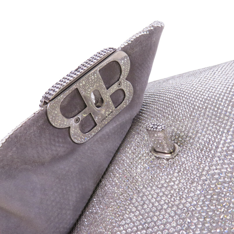 BALENCIAGA 水鑽Monaco Small Bag銀扣肩背袋-8