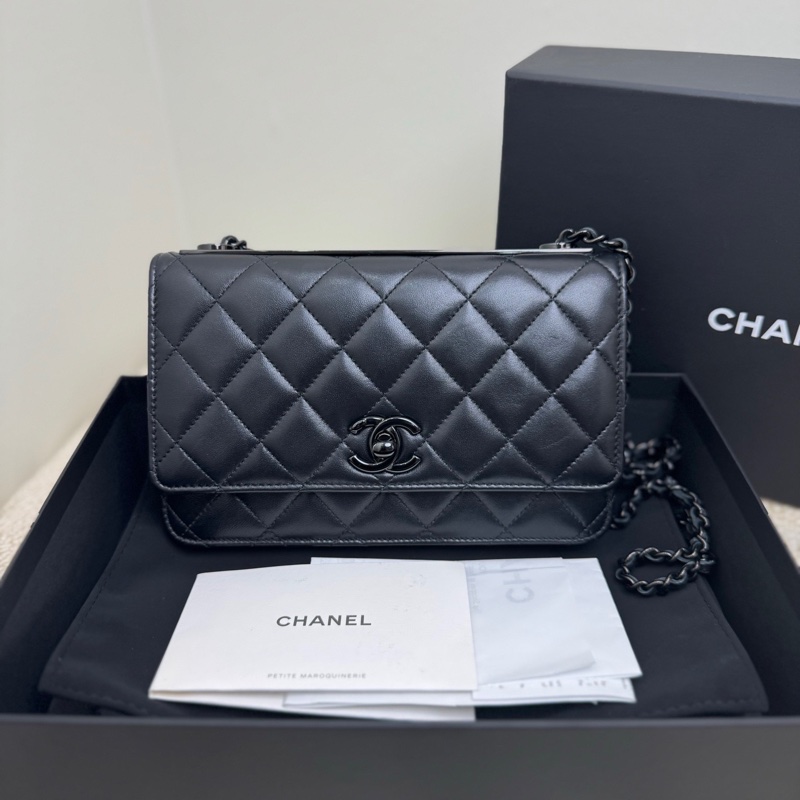 Chanel so black trendy cc woc鏈條單肩斜挎包-2