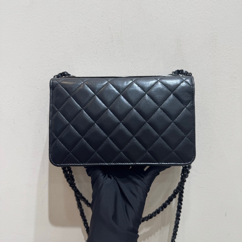 Chanel so black trendy cc woc鏈條單肩斜挎包-5