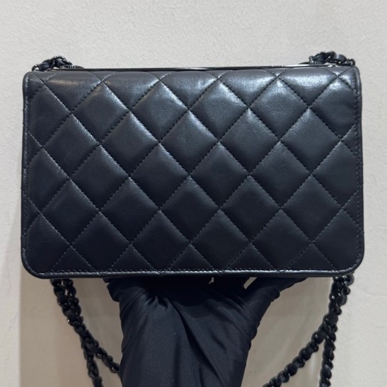 Chanel so black trendy cc woc鏈條單肩斜挎包-11