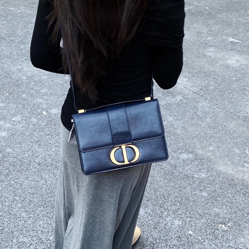 #DIOR 迪奧30 Montaigne 蒙田#牛皮翻蓋深藍色#斜背-1