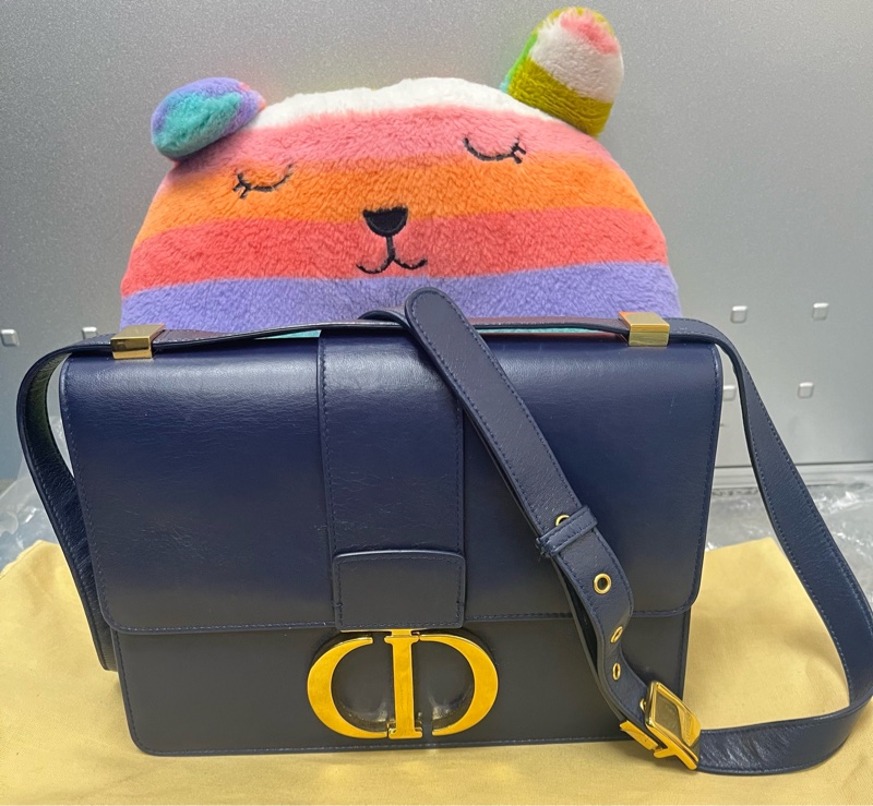 #DIOR 迪奧30 Montaigne 蒙田#牛皮翻蓋深藍色#斜背-3