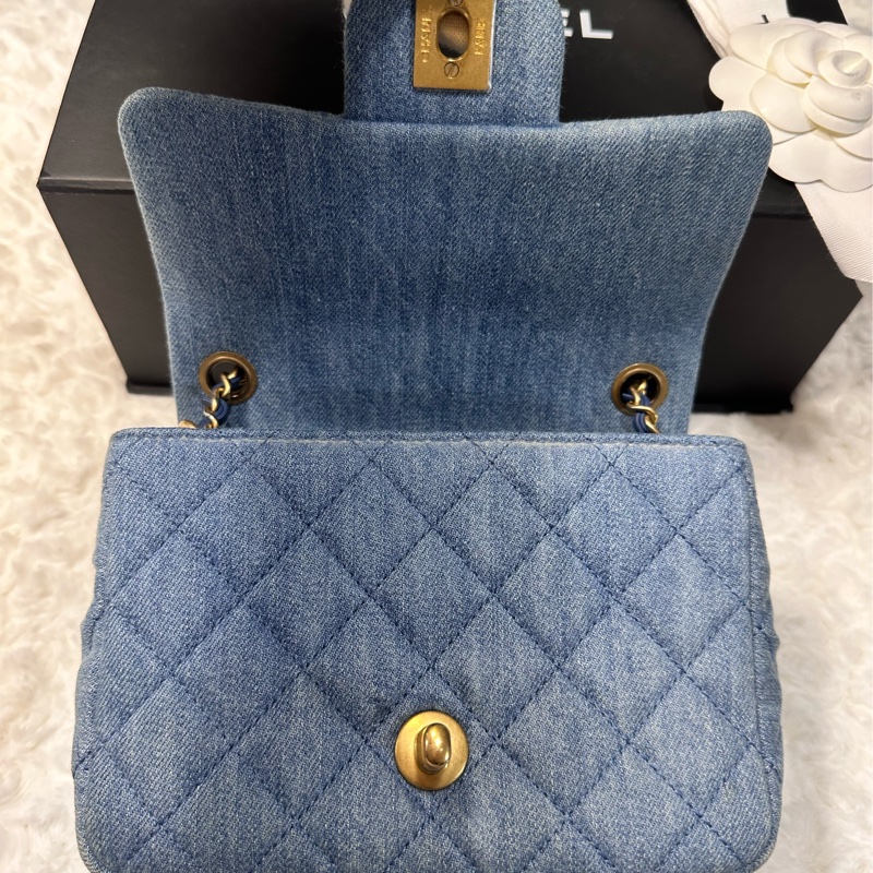香奈兒 Chanel 牛仔金球方胖子 全新 晶片款 18*13*7-1