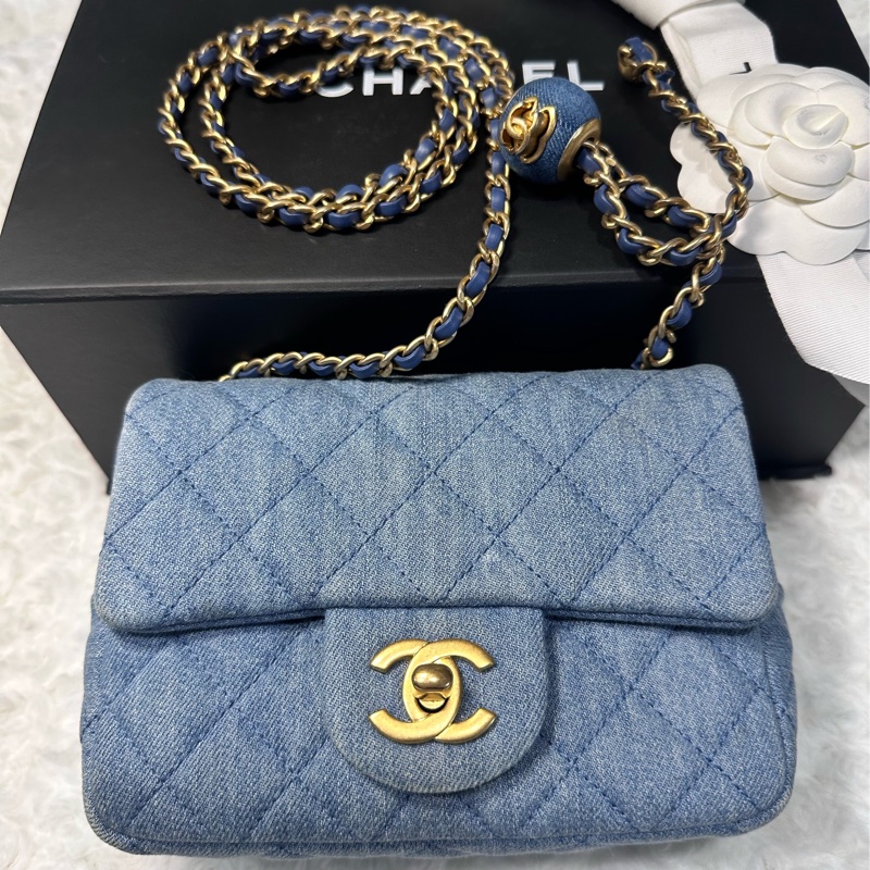 香奈兒 Chanel 牛仔金球方胖子 晶片款-10