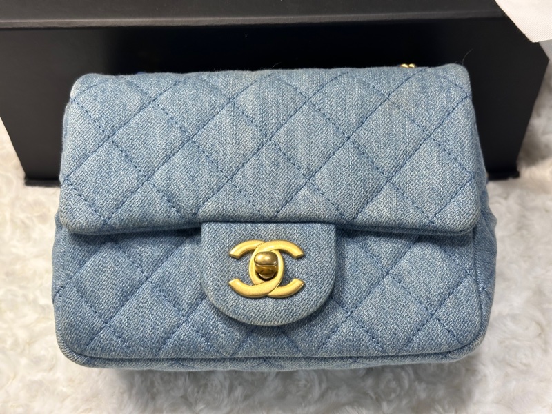 香奈兒 Chanel 牛仔金球方胖子 晶片款-13