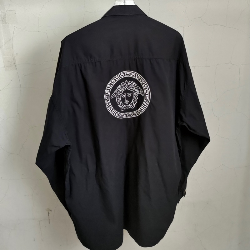 義大利製老品 VERSACE 中性襯衫 黑色 / 女王頭 / 梅杜莎 / 凡賽斯-0