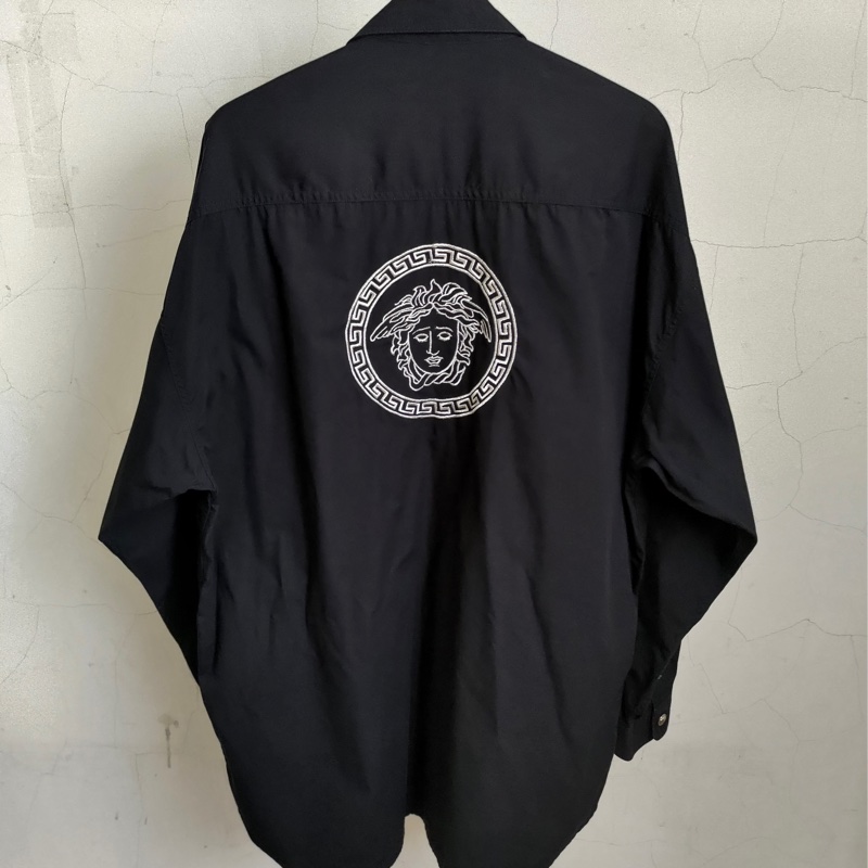 義大利製老品 VERSACE 中性襯衫 黑色 / 女王頭 / 梅杜莎 / 凡賽斯-1