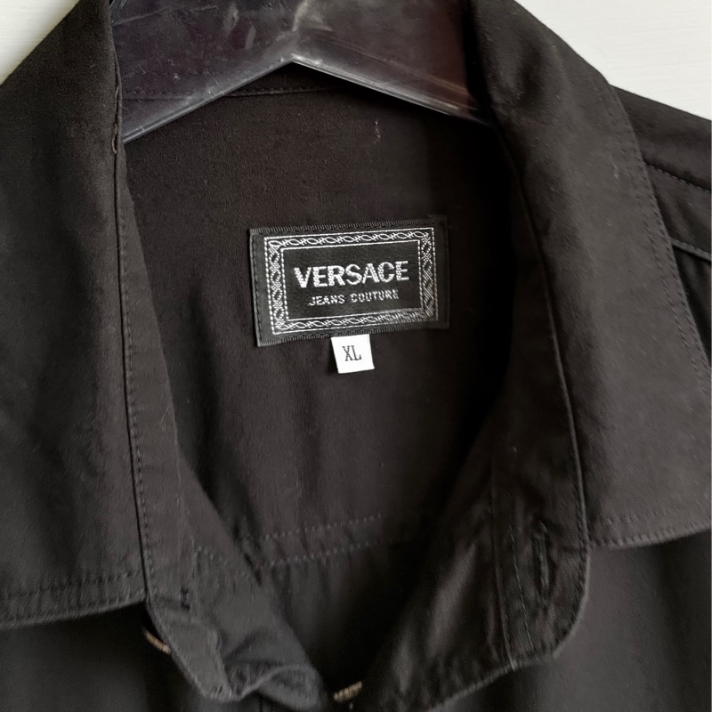 義大利製老品 VERSACE 中性襯衫 黑色 / 女王頭 / 梅杜莎 / 凡賽斯-4