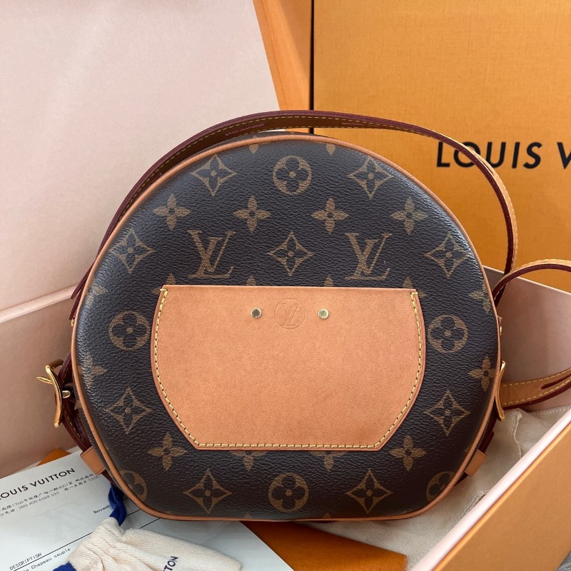 LV路易威登 中號 老花滿印 塗層帆布 軟圓餅包 肩背包 斜背包🈶購鉦-1