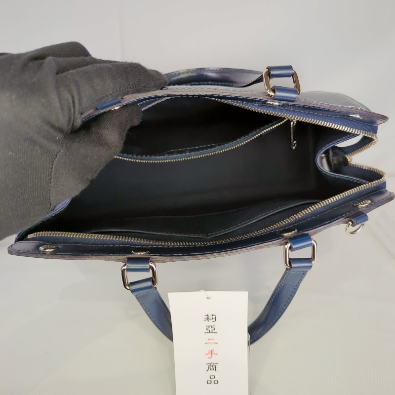 莉亞精品♡LV 藍色水波紋手提包 近新美包-13