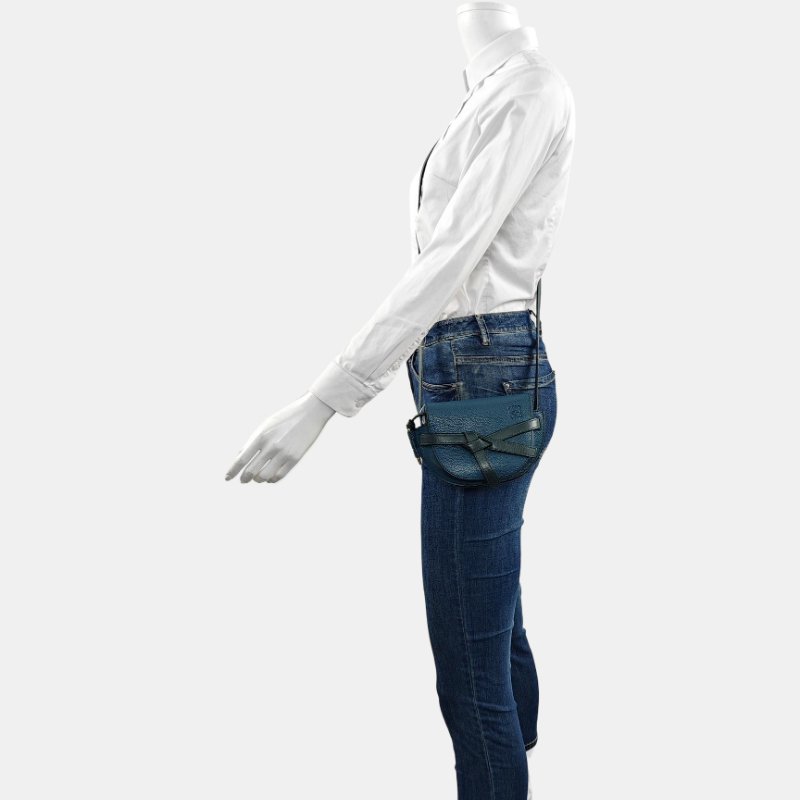 LOEWE羅意威 Gate 迷你mini 藍綠色牛皮肩背包 斜背包-1