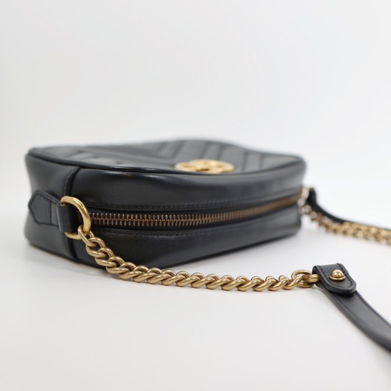 二手Gucci Marmont 18cm 相機包 黑金款-14