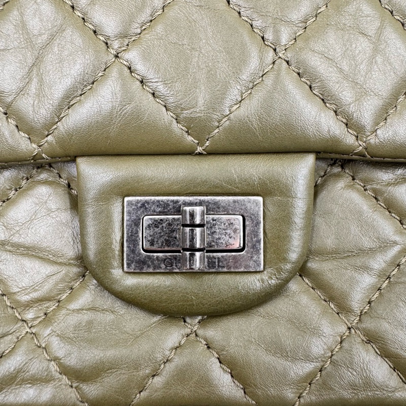 Chanel / 香奈兒 18K 仙人掌綠掌紋 牛皮大號 2.55 鏈條包-4