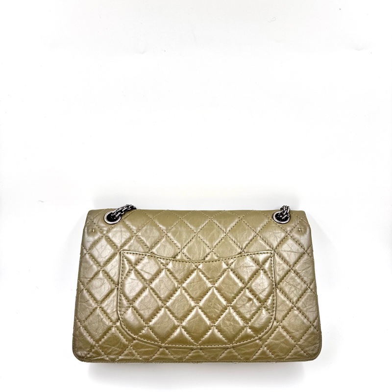 Chanel / 香奈兒 18K 仙人掌綠掌紋 牛皮大號 2.55 鏈條包-8