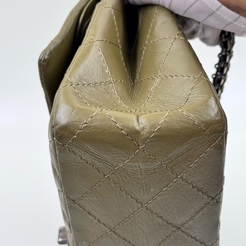 Chanel / 香奈兒 18K 仙人掌綠掌紋 牛皮大號 2.55 鏈條包-9