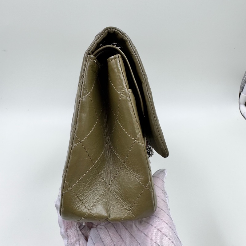 Chanel / 香奈兒 18K 仙人掌綠掌紋 牛皮大號 2.55 鏈條包-11