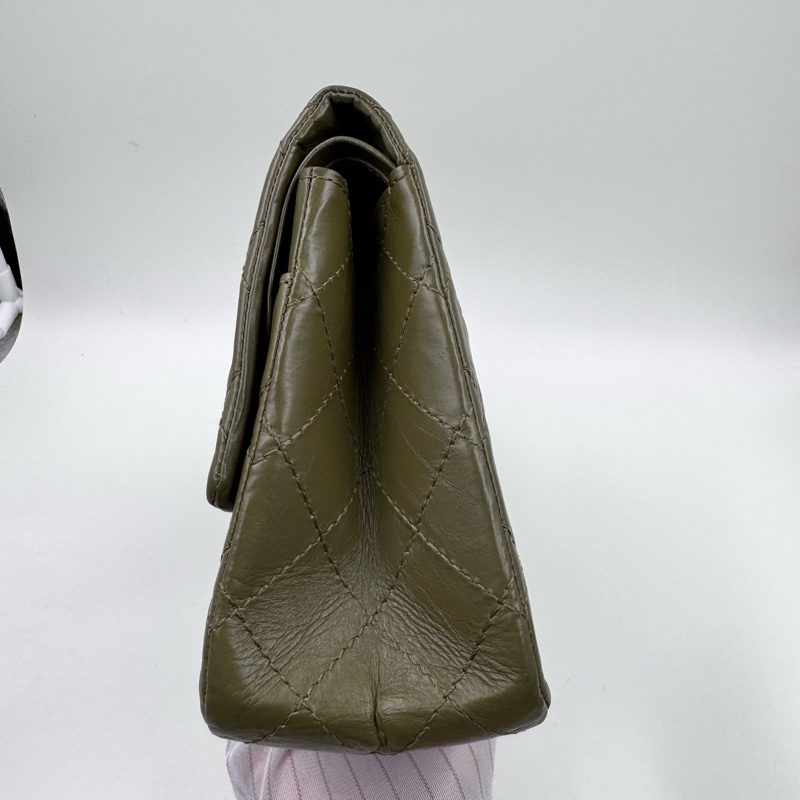 Chanel / 香奈兒 18K 仙人掌綠掌紋 牛皮大號 2.55 鏈條包-12