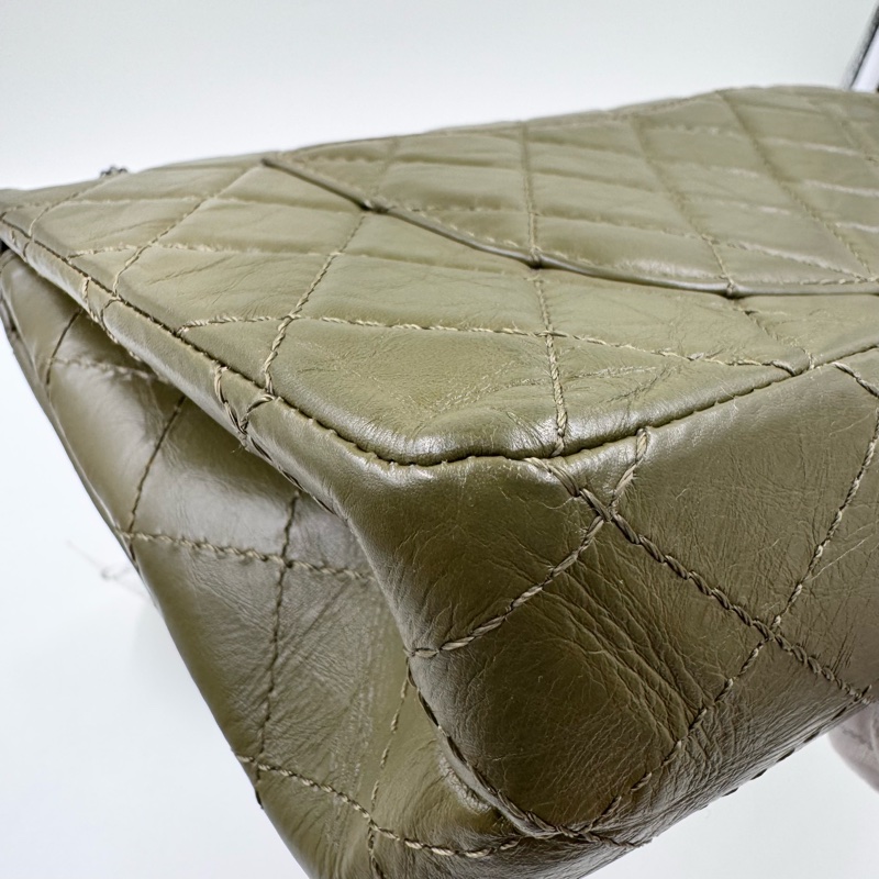 Chanel / 香奈兒 18K 仙人掌綠掌紋 牛皮大號 2.55 鏈條包-13