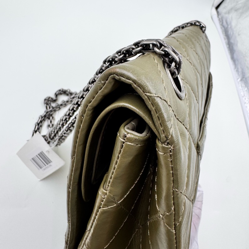 Chanel / 香奈兒 18K 仙人掌綠掌紋 牛皮大號 2.55 鏈條包-16