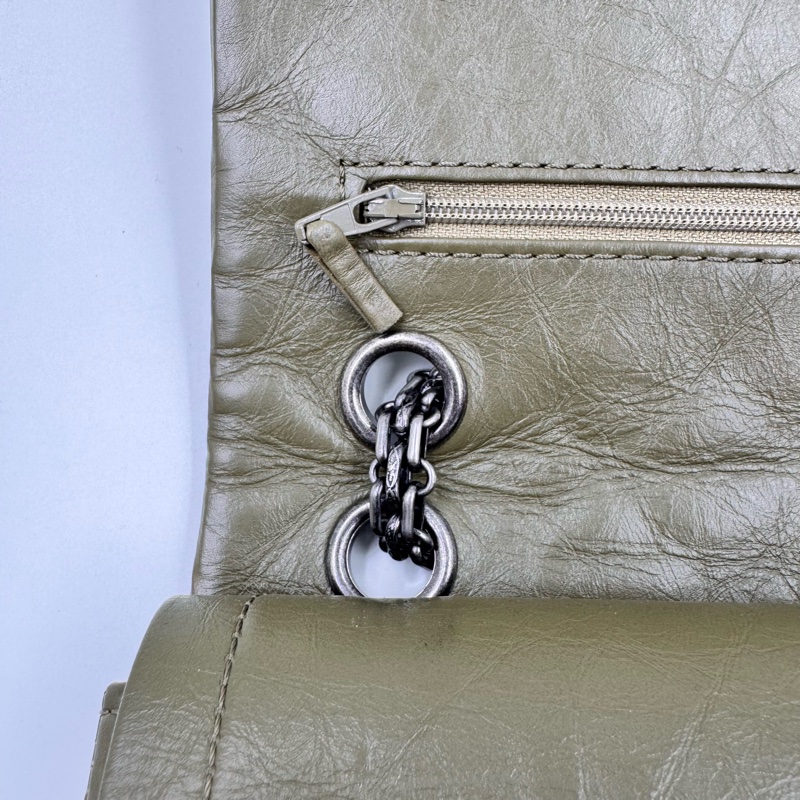 Chanel / 香奈兒 18K 仙人掌綠掌紋 牛皮大號 2.55 鏈條包-25