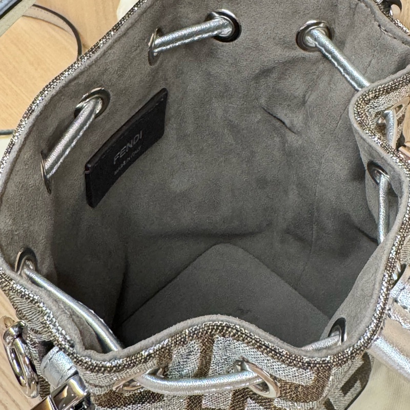 Fendi 小水桶 銀色 刺繡-11