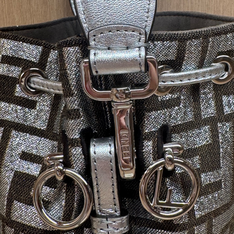 Fendi 小水桶 銀色 刺繡-13