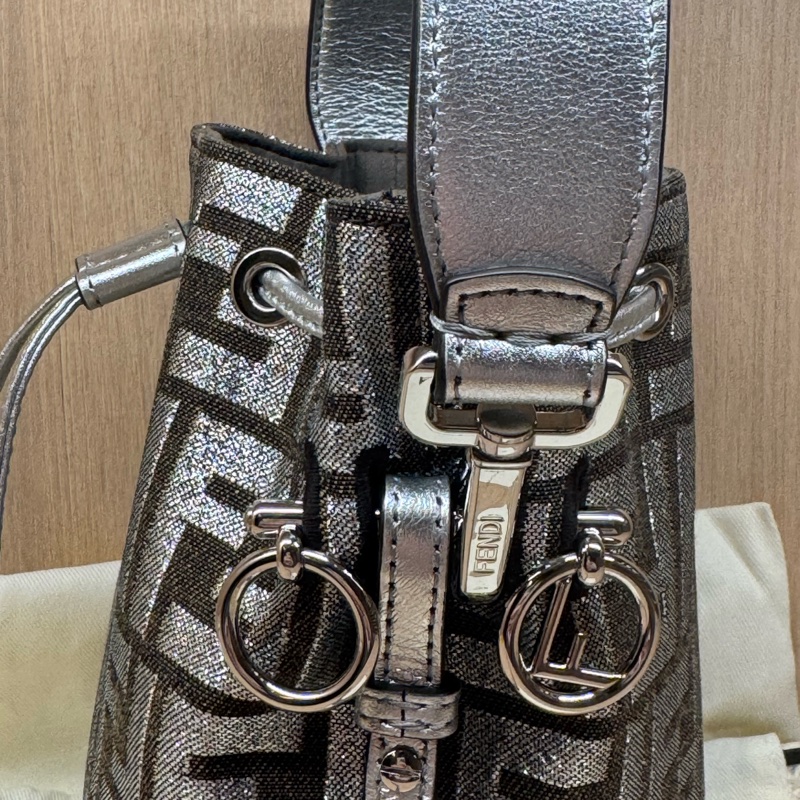 Fendi 小水桶 銀色 刺繡-18