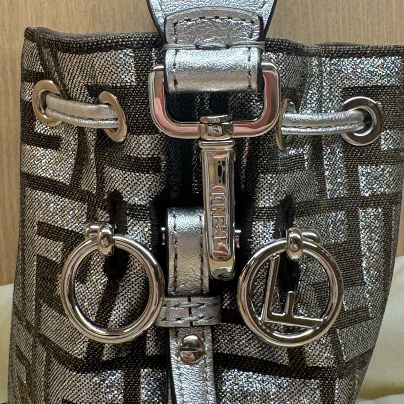 Fendi 小水桶 銀色 刺繡-20