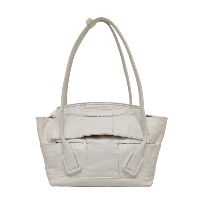 BOTTEGA VENETA Arco 小號 白色牛皮編織 肩背包 手提包-0