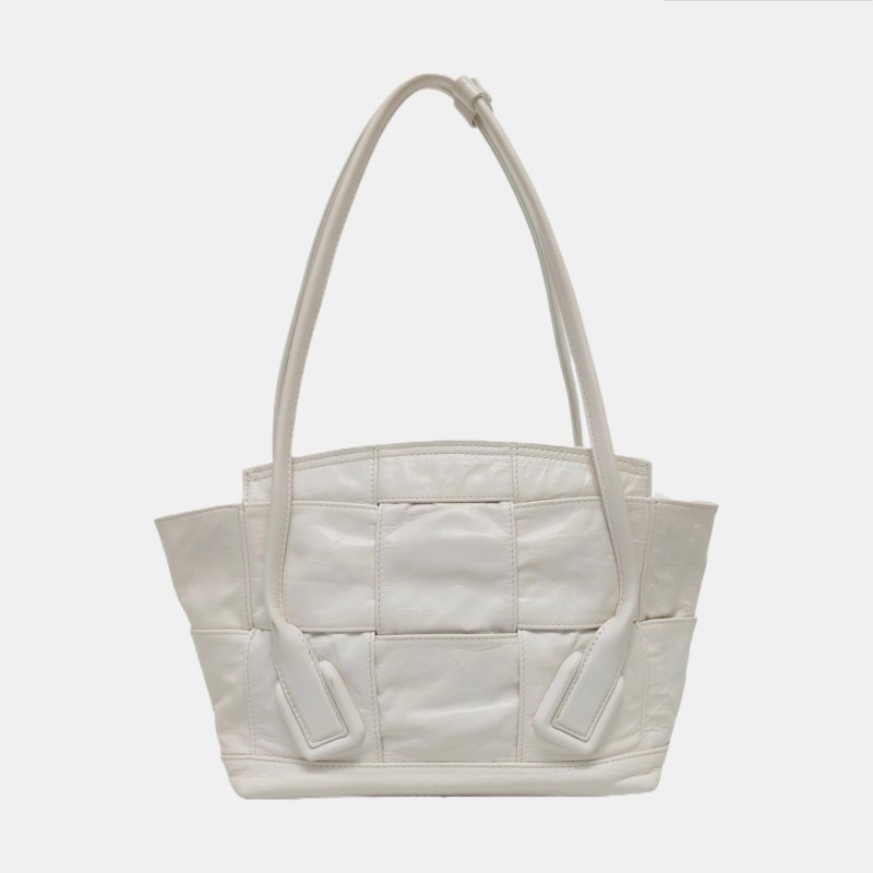BOTTEGA VENETA Arco 小號 白色牛皮編織 肩背包 手提包-4
