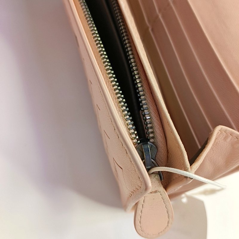 BOTTEGA VENETA 裸粉色羊皮編織錢包 長夾 銀包-7