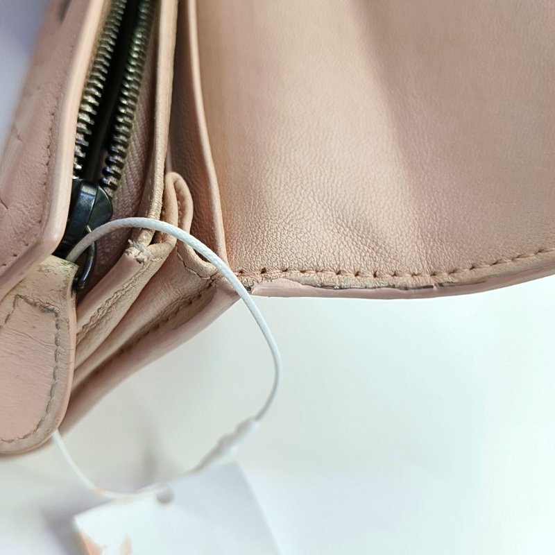 BOTTEGA VENETA 裸粉色羊皮編織錢包 長夾 銀包-9