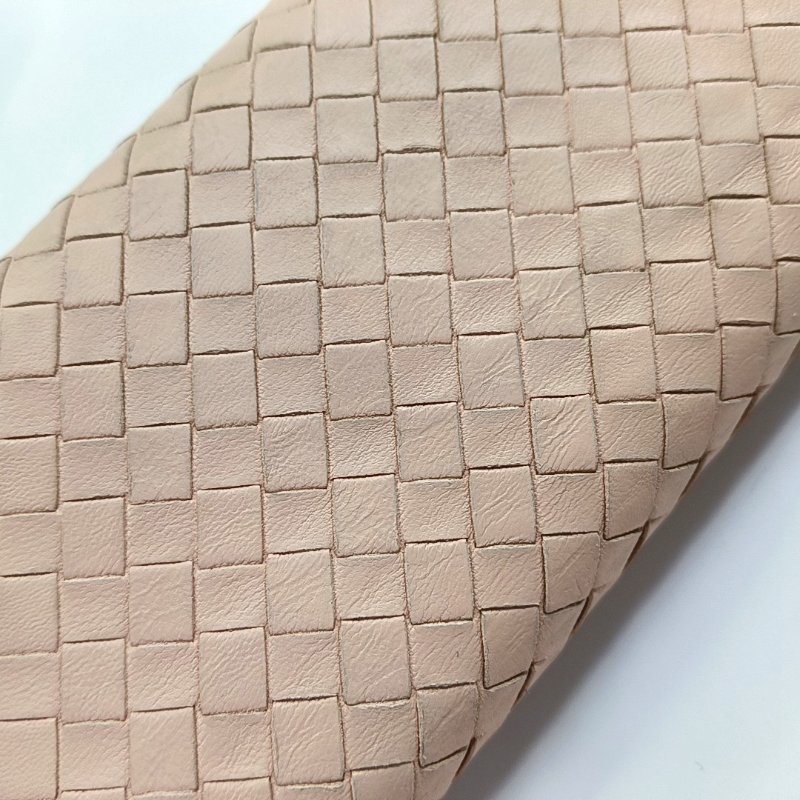 BOTTEGA VENETA 裸粉色羊皮編織錢包 長夾 銀包-12