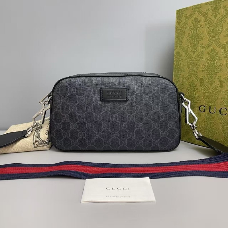 Gucci古馳 男士 黑老花相機包 斜背包 肩背包-0