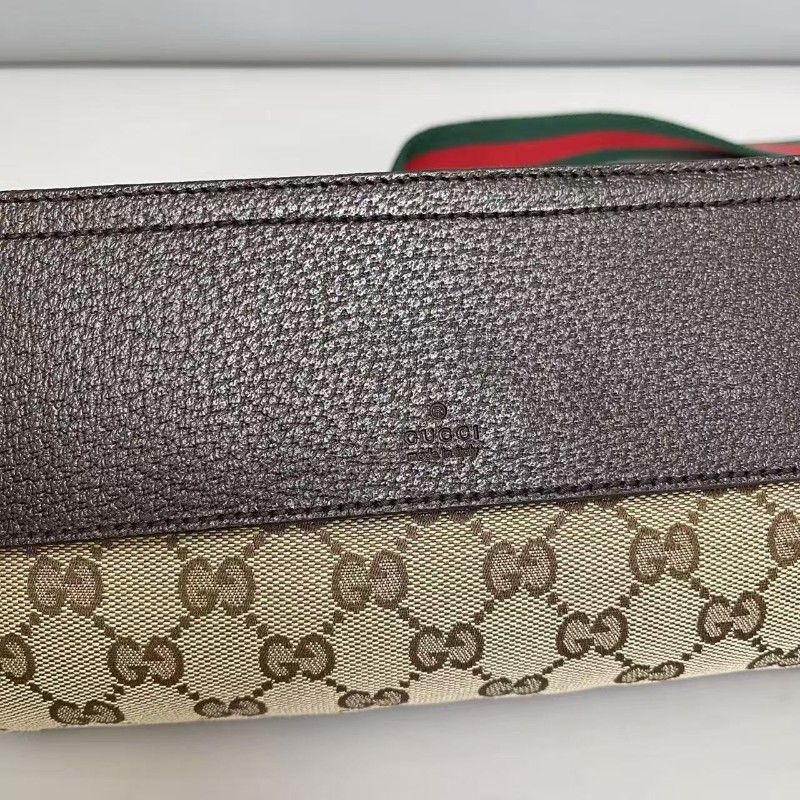 Gucci古馳 老花帆布拼皮紅綠肩帶腰包胸包  斜背包 尺寸24×13cm-5