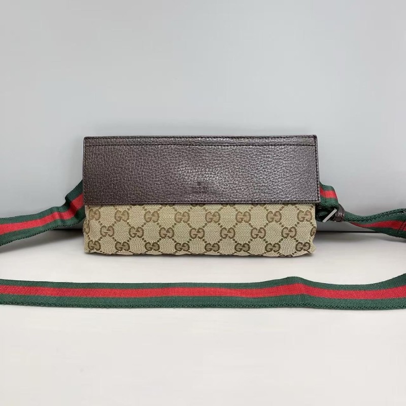 Gucci古馳 老花帆布拼皮紅綠肩帶腰包胸包  斜背包 尺寸24×13cm-8