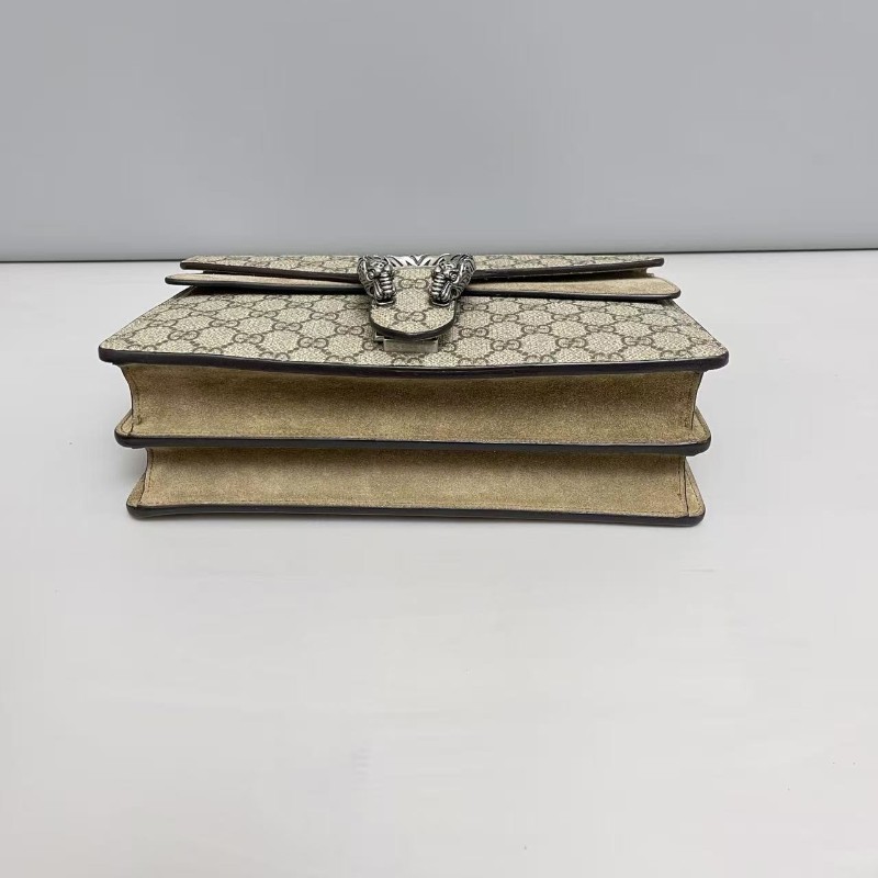 Gucci古馳 酒神中號 老花卡其色鏈條包 肩背包 斜背包-3