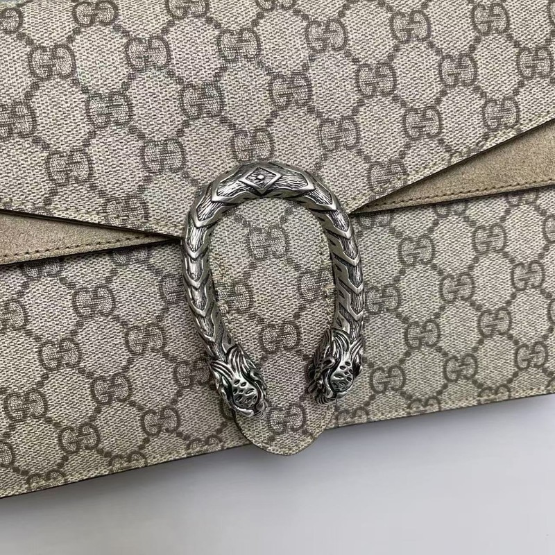 Gucci古馳 酒神中號 老花卡其色鏈條包 肩背包 斜背包-5