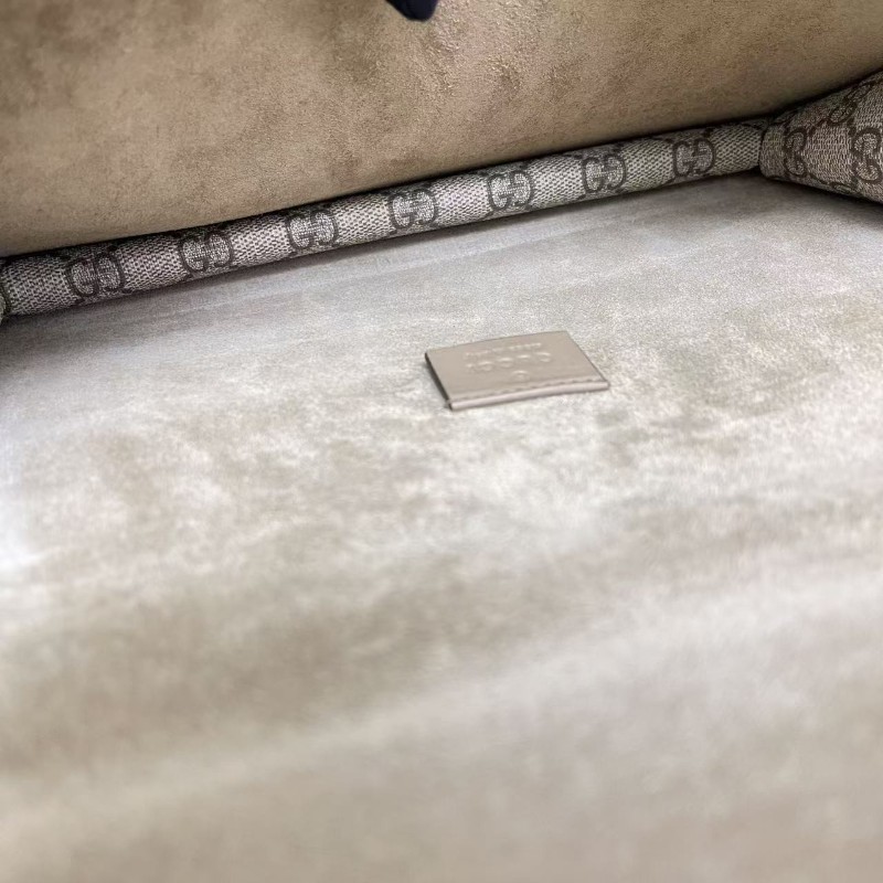 Gucci古馳 酒神中號 老花卡其色鏈條包 肩背包 斜背包-8