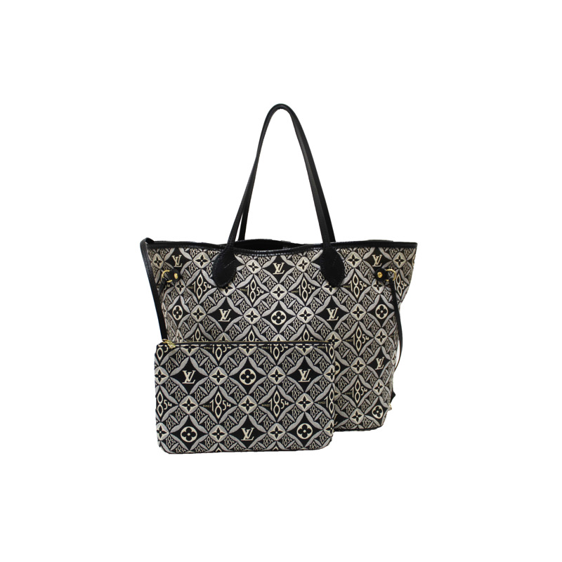 Louis Vuitton Grey Jacquard Since 1854 Neverfull MM Shoulder Tote Bag-0