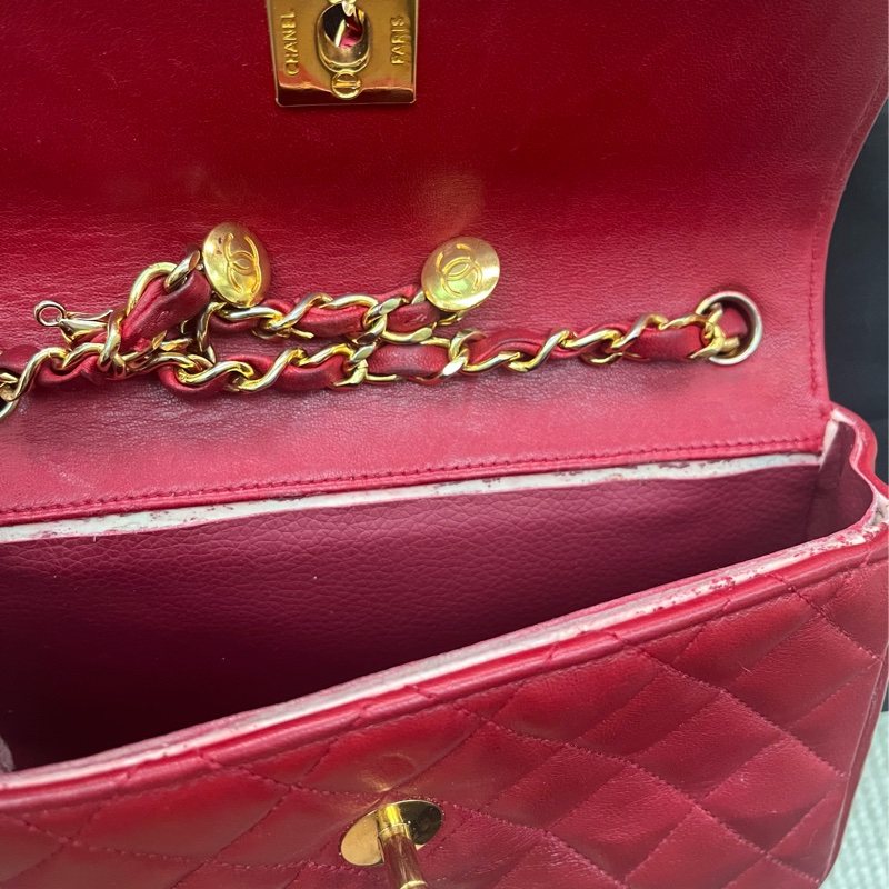 Chanel vintage 香奈兒經典紅小金豆-8